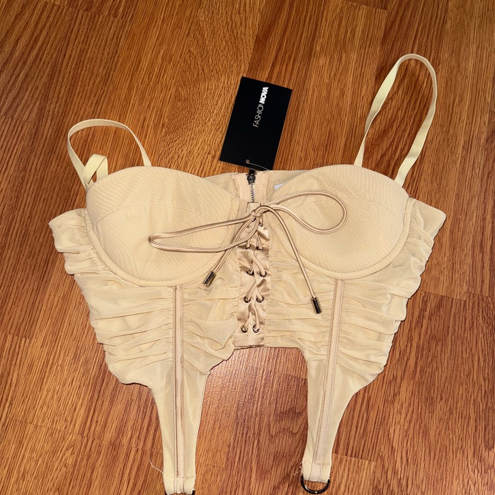 Cream Lace-Up Bustier
